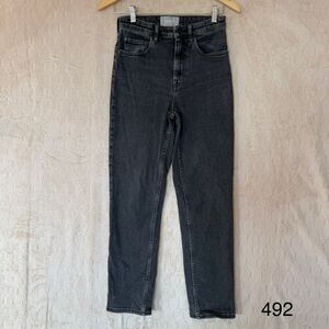 Everlane Womens Denim Sz 26R Black High Rise Straight‎ Jeans Inseam 27in Stretch